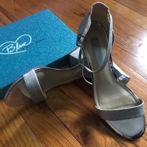 Betsey Johnson Blue block sparkly heels